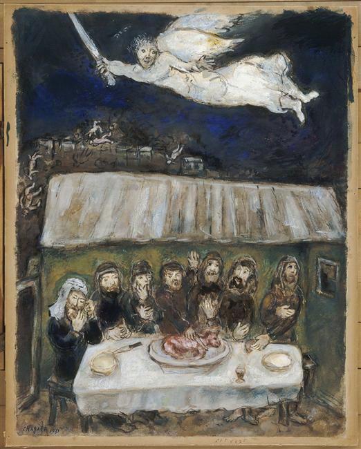 The Israelites are eating the Passover Lamb contemporary Marc Chagall Oil Paintings